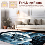 Ultra Soft Area Rug, Non Slip, Stain Resistant, Washable Area Rugs for Living Room, Bedroom, Howling Wolf Nighttime Imagery(Gray)