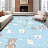 Ultra Soft Area Rug, Non Slip, Stain Resistant, Washable Area Rugs for Living Room, Bedroom, Joyful Animal Friends Concept(Blue)