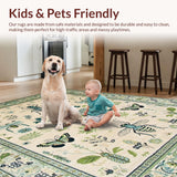 Ultra Soft Area Rug, Non Slip, Stain Resistant, Washable Area Rugs for Living Room, Bedroom, Elegant Earthy Floral Insect Design(Beige)