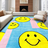 Ultra Soft Area Rug, Non Slip, Stain Resistant, Washable Area Rugs for Living Room, Bedroom, Colorful Happy Expressions Pattern(Yellow)