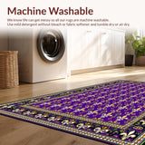Ultra Soft Area Rug, Non Slip, Stain Resistant, Washable Area Rugs for Living Room, Bedroom, Vibrant Fleur-De-Lis Carnival Motif(Purple)