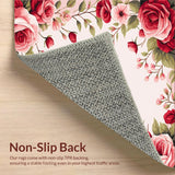 Ultra Soft Area Rug, Non Slip, Stain Resistant, Washable Area Rugs for Living Room, Bedroom, Elegant Shabby Chic Blossom Design(Red)