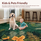 Ultra Soft Area Rug, Non Slip, Stain Resistant, Washable Area Rugs for Living Room, Bedroom, Rustic Botanical Tiger Illustration(Green)