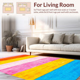 Ultra Soft Area Rug, Non Slip, Stain Resistant, Washable Area Rugs for Living Room, Bedroom, Vibrant Rainbow Sky Aesthetic(Pink)
