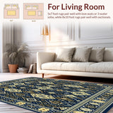 Ultra Soft Area Rug, Non Slip, Stain Resistant, Washable Area Rugs for Living Room, Bedroom, Boho Geometric for(Blue)