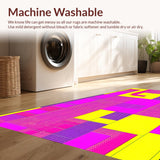 Ultra Soft Area Rug, Non Slip, Stain Resistant, Washable Area Rugs for Living Room, Bedroom, Nostalgic Hip Hop Aesthetic Pattern(Yellow)
