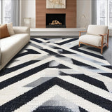 Ultra Soft Area Rug, Non Slip, Stain Resistant, Washable Area Rugs for Living Room, Bedroom, Chic Striped Rug for Front Door and Patio(Black)