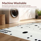 Ultra Soft Area Rug, Non Slip, Stain Resistant, Washable Area Rugs for Living Room, Bedroom, Bold Geometric Contrast Decor(White)