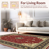 Ultra Soft Area Rug, Non Slip, Stain Resistant, Washable Area Rugs for Living Room, Bedroom, Glamorous Deep Red Trellis Pattern(Red)