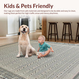Ultra Soft Area Rug, Non Slip, Stain Resistant, Washable Area Rugs for Living Room, Bedroom, Chic Traditional Tilework Aesthetic(Beige)