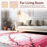 Ultra Soft Area Rug, Non Slip, Stain Resistant, Washable Area Rugs for Living Room, Bedroom, Delicate Blossom Patterned Elegance(Pink)