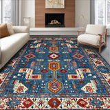 Ultra Soft Area Rug, Non Slip, Stain Resistant, Washable Area Rugs for Living Room, Bedroom, Vibrant Floral Ogee Motif(Blue)