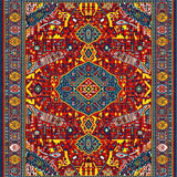 Ultra Soft Area Rug, Non Slip, Stain Resistant, Washable Area Rugs for Living Room, Bedroom, Eclectic Multicolor Textured Weave(Red)