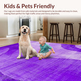 Ultra Soft Area Rug, Non Slip, Stain Resistant, Washable Area Rugs for Living Room, Bedroom, Chic Artistic Abstract Waves(Purple)