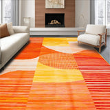 Ultra Soft Area Rug, Non Slip, Stain Resistant, Washable Area Rugs for Living Room, Bedroom, Artistic Flowing Curve Composition(Orange)