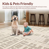 Ultra Soft Area Rug, Non Slip, Stain Resistant, Washable Area Rugs for Living Room, Bedroom, Rustic High-Low Floral Motif(Beige)