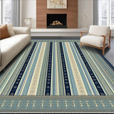 Beige Blue Vintage Stripe Hallway(Blue)