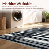 Ultra Soft Area Rug, Non Slip, Stain Resistant, Washable Area Rugs for Living Room, Bedroom, Timeless Monochrome Striped Aesthetic(Black)