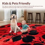 Ultra Soft Area Rug, Non Slip, Stain Resistant, Washable Area Rugs for Living Room, Bedroom, Striking Minimalist Nature Theme(Red)