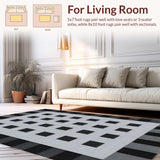 Ultra Soft Area Rug, Non Slip, Stain Resistant, Washable Area Rugs for Living Room, Bedroom, Elegant Geometric Patterned Design(Black)
