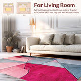 Ultra Soft Area Rug, Non Slip, Stain Resistant, Washable Area Rugs for Living Room, Bedroom, Non-Slip Entryway Rug Contemporary Pink Grey(Pink)