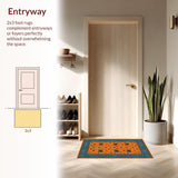 Ultra Soft Area Rug, Non Slip, Stain Resistant, Washable Area Rugs for Living Room, Bedroom, Playful Orange and Blue Fusion(Orange)