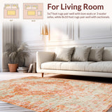 Ultra Soft Area Rug, Non Slip, Stain Resistant, Washable Area Rugs for Living Room, Bedroom, Lively Floral Trellis Composition(Orange)