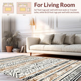 Ultra Soft Area Rug, Non Slip, Stain Resistant, Washable Area Rugs for Living Room, Bedroom, Elegant Neutral Lattice Aesthetic(Beige)