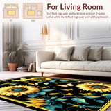 Ultra Soft Area Rug, Non Slip, Stain Resistant, Washable Area Rugs for Living Room, Bedroom, Cozy Nature-Inspired Design Elements(Yellow)