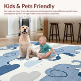 Ultra Soft Area Rug, Non Slip, Stain Resistant, Washable Area Rugs for Living Room, Bedroom, Soft Pastel Animal Theme Decor(Blue)