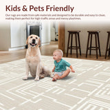 Ivory & Beige Serene Weave Area Geometric Harmony for Home(Beige)