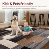Ultra Soft Area Rug, Non Slip, Stain Resistant, Washable Area Rugs for Living Room, Bedroom, Vivid Colorful Geometric Arrangement(Brown)