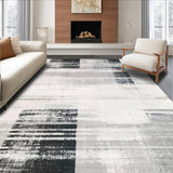 Ultra Soft Area Rug, Non Slip, Stain Resistant, Washable Area Rugs for Living Room, Bedroom, Graphic Dual-Tone Striped Rug with Alternating Black White Linear Bands(Gray)