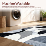 Ultra Soft Area Rug, Non Slip, Stain Resistant, Washable Area Rugs for Living Room, Bedroom, Sleek Contemporary Ripple Effect(Black)