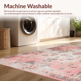 Ultra Soft Area Rug, Non Slip, Stain Resistant, Washable Area Rugs for Living Room, Bedroom, Radiant Soft Colorful Medallion Style(Pink)