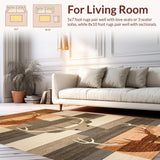 Ultra Soft Area Rug, Non Slip, Stain Resistant, Washable Area Rugs for Living Room, Bedroom, Elegant Nature Motif with Warm Tones(Brown)