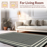 Ultra Soft Area Rug, Non Slip, Stain Resistant, Washable Area Rugs for Living Room, Bedroom, Contemporary Lattice Patterned Beauty(Black)