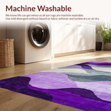 Ultra Soft Area Rug, Non Slip, Stain Resistant, Washable Area Rugs for Living Room, Bedroom, Dynamic Abstract Shapes Ensemble(Purple)