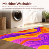 Ultra Soft Area Rug, Non Slip, Stain Resistant, Washable Area Rugs for Living Room, Bedroom, Expressive Color Shift Geometric Shape(Orange)