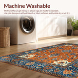 Ultra Soft Area Rug, Non Slip, Stain Resistant, Washable Area Rugs for Living Room, Bedroom, Eclectic Paisley Floral Fusion(Orange)