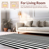 Ultra Soft Area Rug, Non Slip, Stain Resistant, Washable Area Rugs for Living Room, Bedroom, Bold Black & White Rug Front Porch(Black)