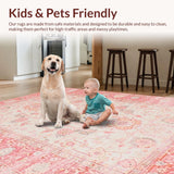 Ultra Soft Area Rug, Non Slip, Stain Resistant, Washable Area Rugs for Living Room, Bedroom, Trendy Light Floral Aesthetic(Pink)