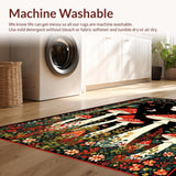 Ultra Soft Area Rug, Non Slip, Stain Resistant, Washable Area Rugs for Living Room, Bedroom, Autumn-Inspired Mushroom Motif(Red)