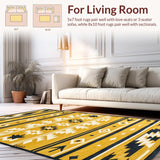 Ultra Soft Area Rug, Non Slip, Stain Resistant, Washable Area Rugs for Living Room, Bedroom, Earthy Toned Tribal Print Elegance(Yellow)