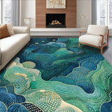 Ultra Soft Area Rug, Non Slip, Stain Resistant, Washable Area Rugs for Living Room, Bedroom, Deep Sea Rug Abstract Marine Life Carpet(Blue)