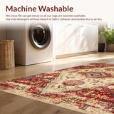 Ultra Soft Area Rug, Non Slip, Stain Resistant, Washable Area Rugs for Living Room, Bedroom, Cozy Earth Tone Motif(Red)