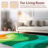 Ultra Soft Area Rug, Non Slip, Stain Resistant, Washable Area Rugs for Living Room, Bedroom, Eclectic Colorful Ombre Artwork(Green)