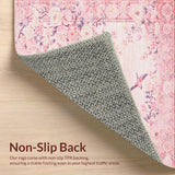 Ultra Soft Area Rug, Non Slip, Stain Resistant, Washable Area Rugs for Living Room, Bedroom, Bright Cheerful Floral Tapestry(Pink)