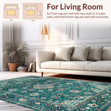 Ultra Soft Area Rug, Non Slip, Stain Resistant, Washable Area Rugs for Living Room, Bedroom, Vibrant Earth Toned Pattern(Blue)