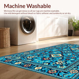 Ultra Soft Area Rug, Non Slip, Stain Resistant, Washable Area Rugs for Living Room, Bedroom, Hand-Tufted Blue Oushak Living Room Wool Rug(Blue)